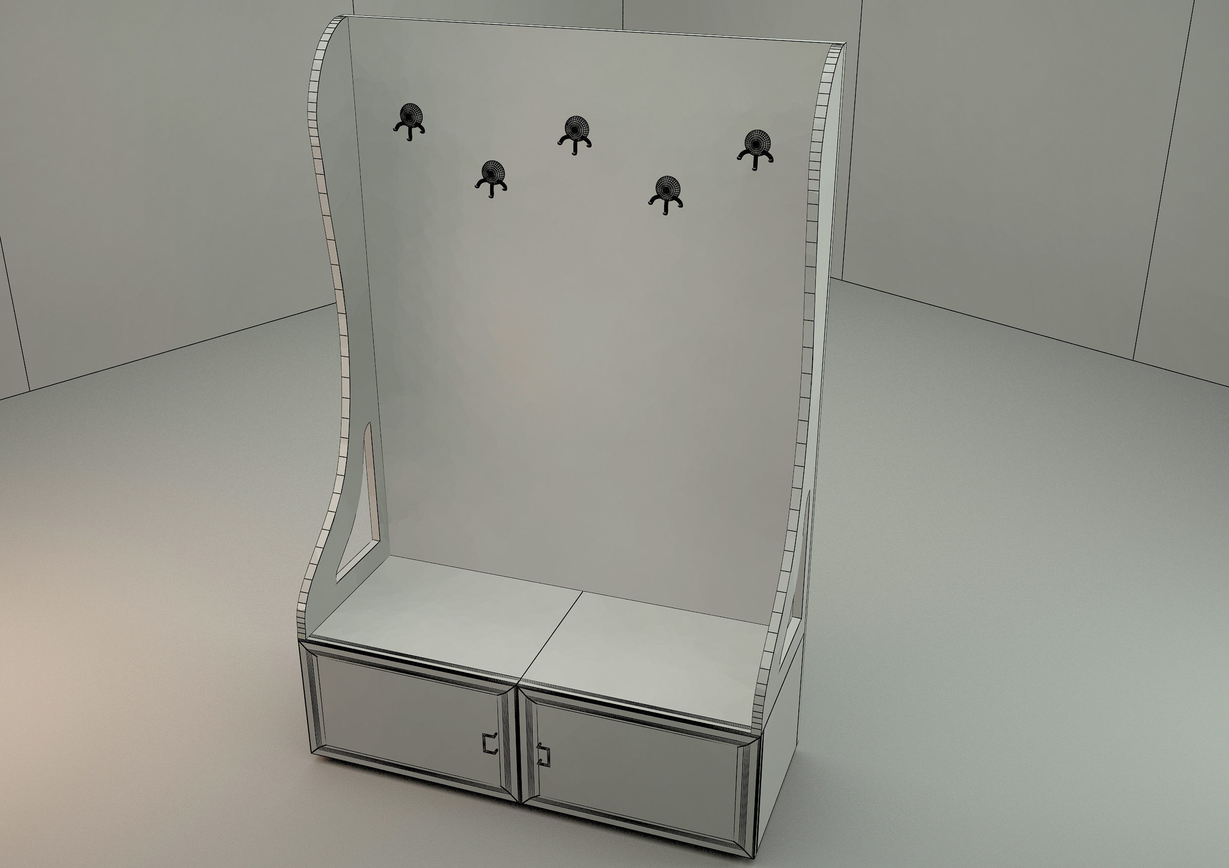  coat hanger-coat stand 3d model with floral pattern 3D model_3