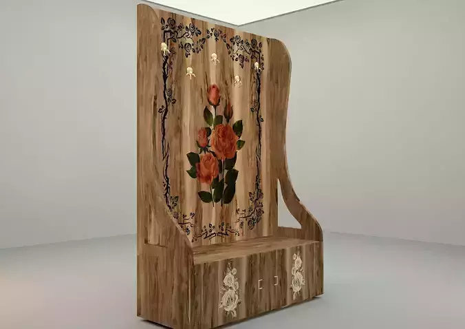  coat hanger-coat stand 3d model with floral pattern