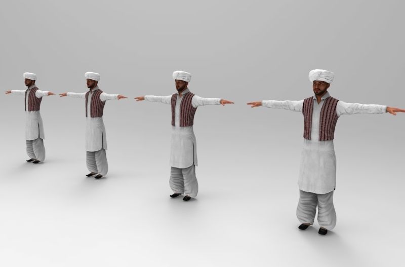 indian panjabi Low-poly 3D model_7