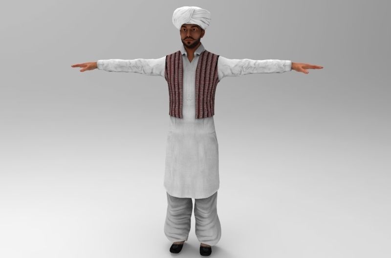 indian panjabi Low-poly 3D model_1