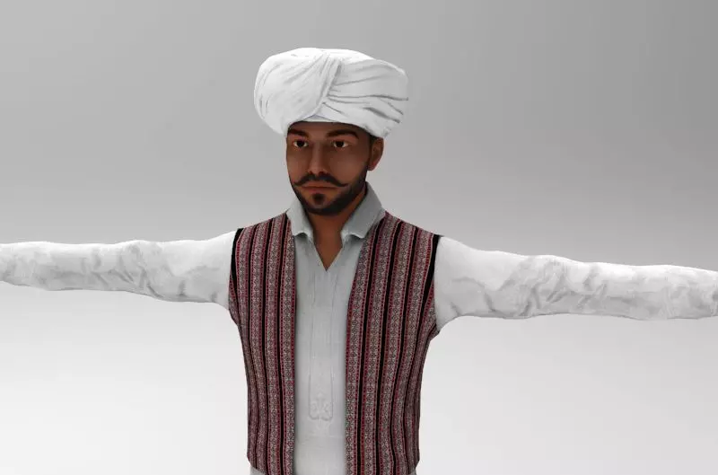 indian panjabi Low-poly 3D model_0