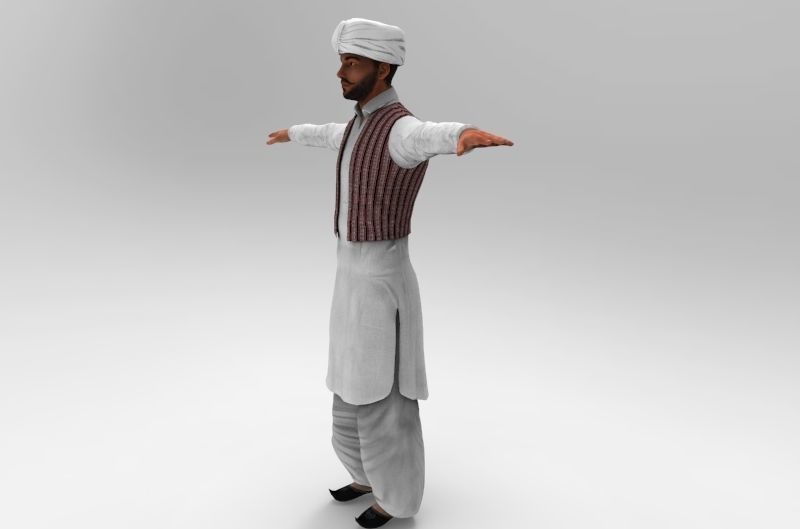 indian panjabi Low-poly 3D model_2