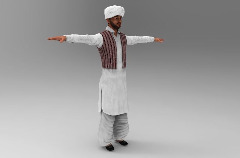 indian panjabi Low-poly 3D model_3