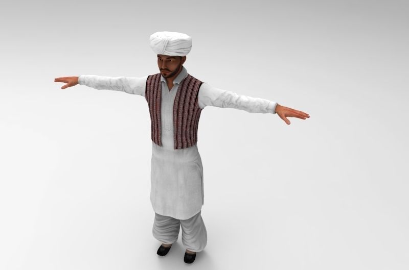 indian panjabi Low-poly 3D model_6