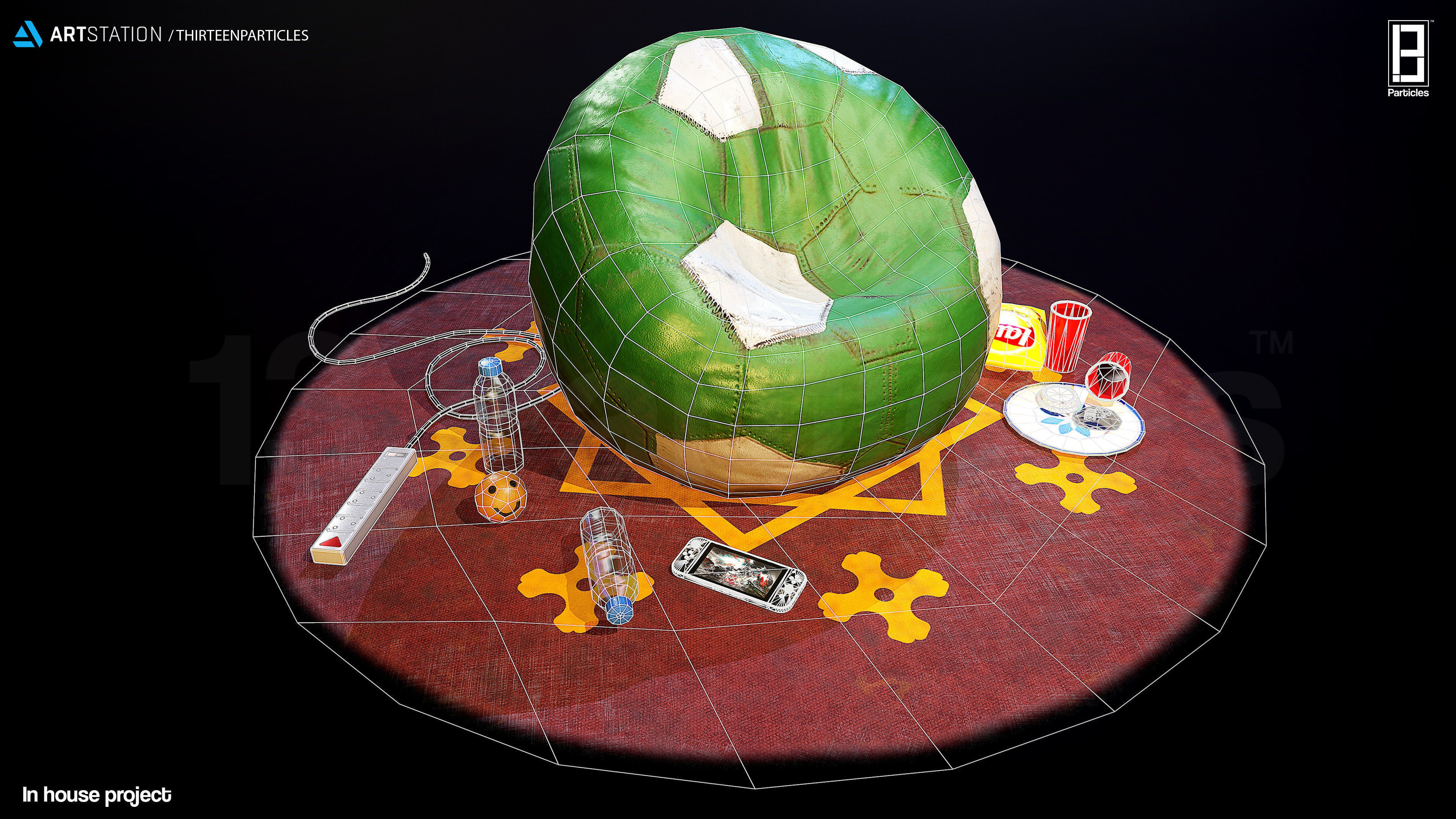 Low-poly Bean Bag V2 Game Ready Asset Low-poly 3D model_5