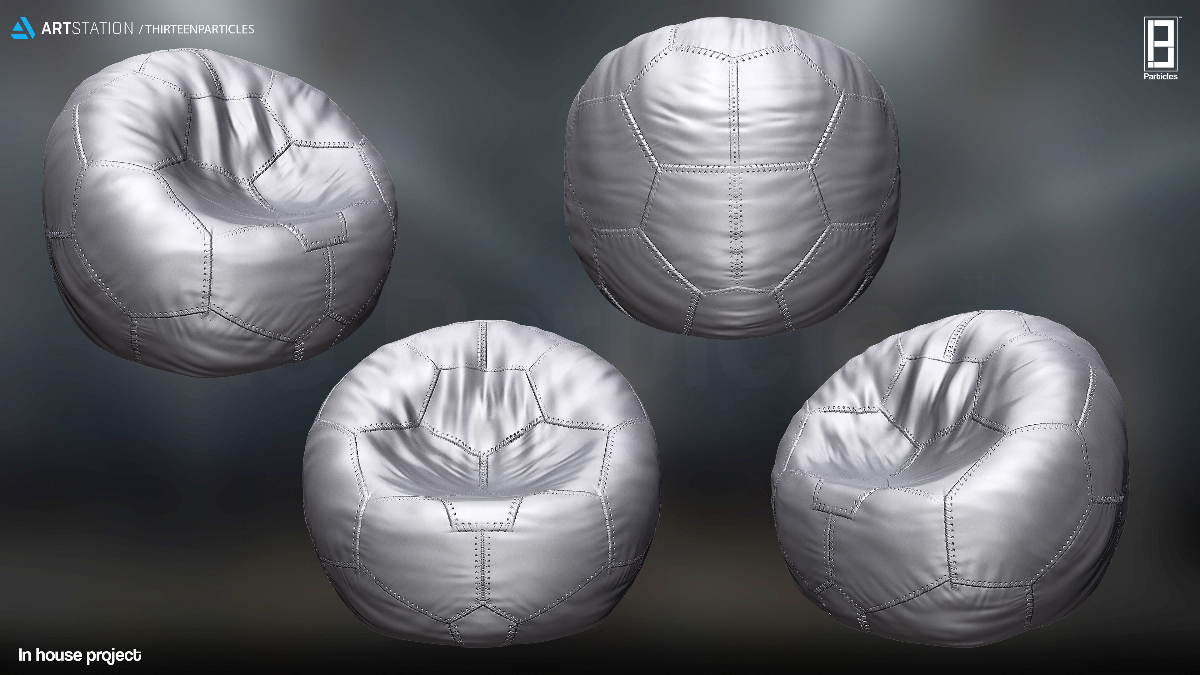 Low-poly Bean Bag V2 Game Ready Asset Low-poly 3D model_2