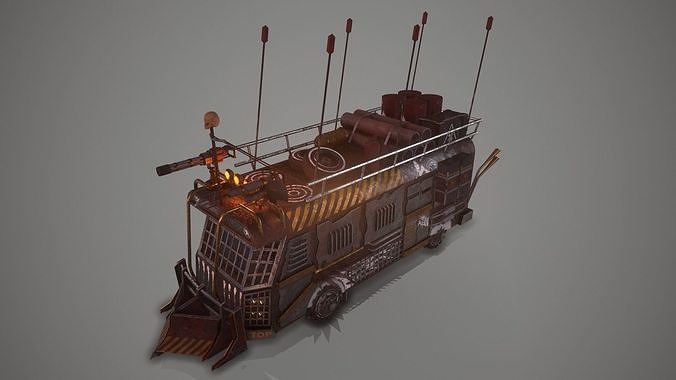 Post Apocalyptic Bus Low-poly 3D model