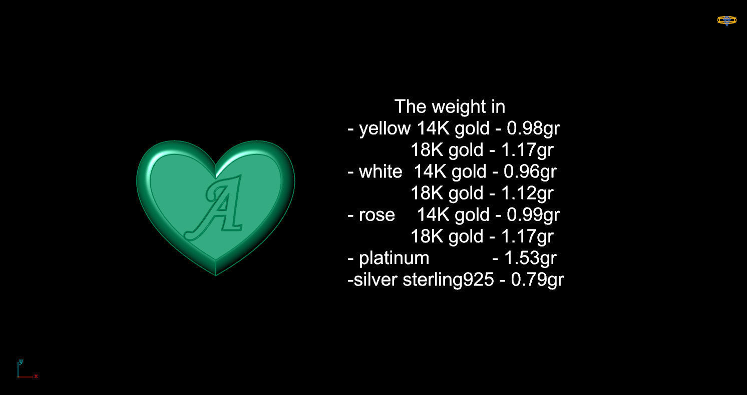 Pendant initial heart A 3D print model_13