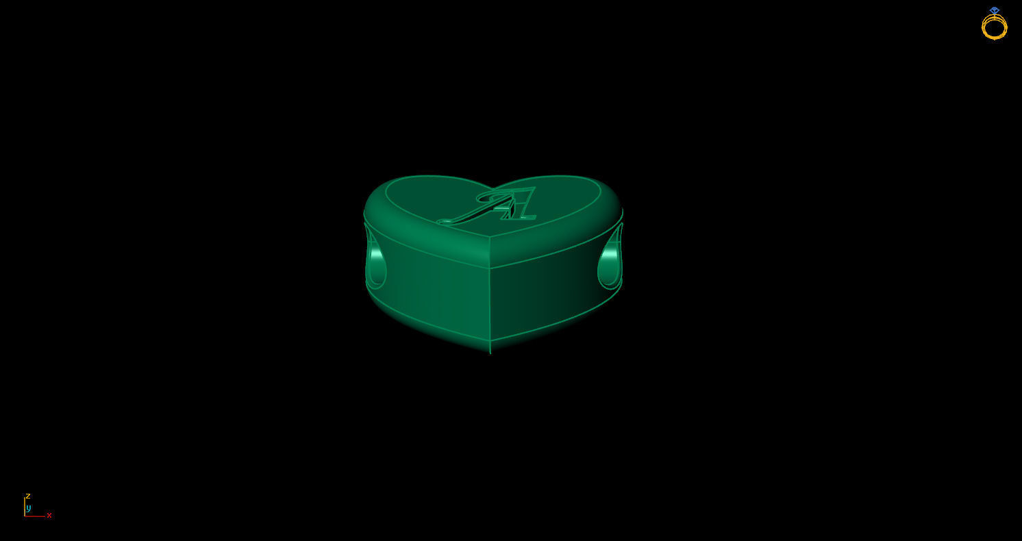 Pendant initial heart A 3D print model_7