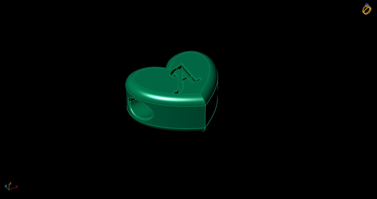 Pendant initial heart A 3D print model_5