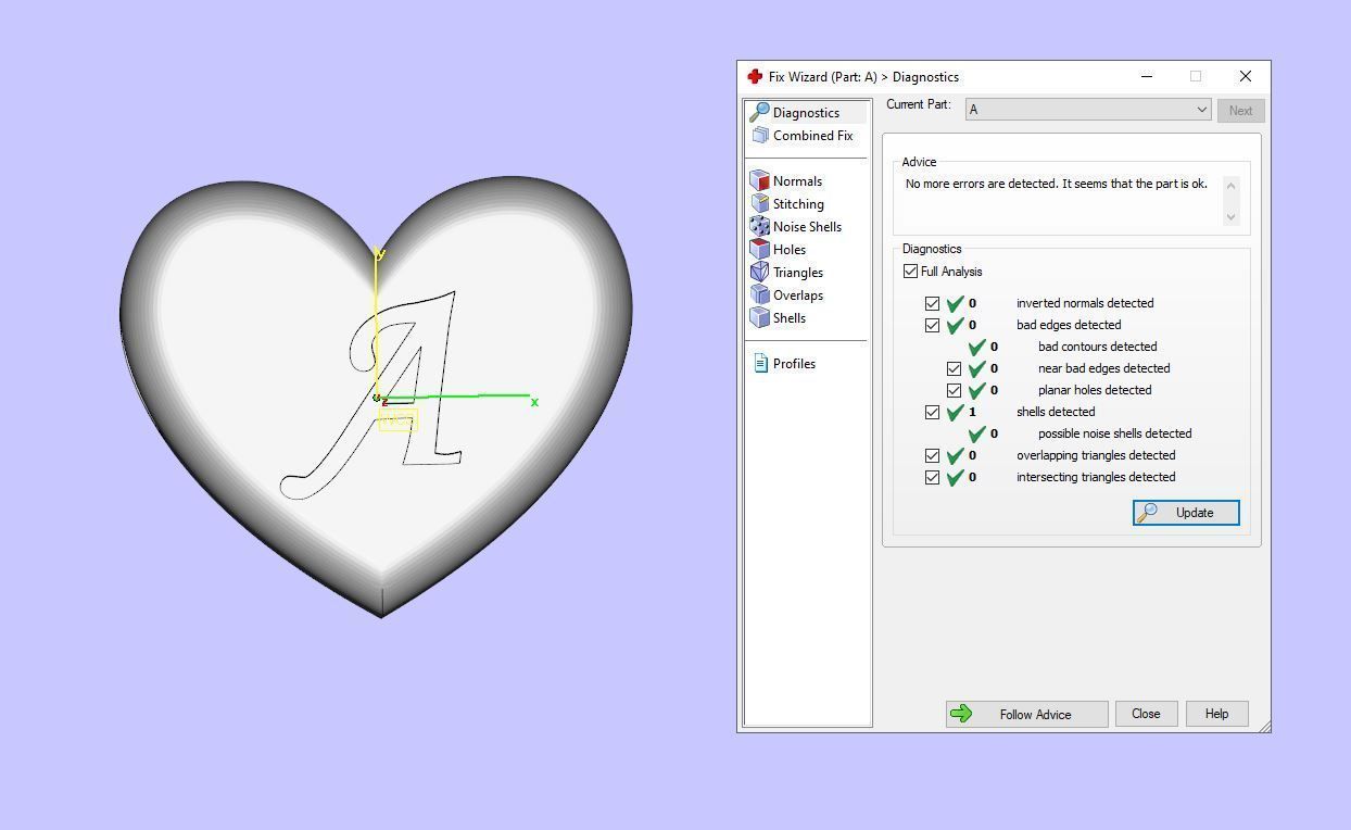 Pendant initial heart A 3D print model_14