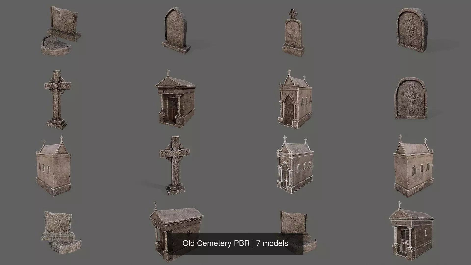 Old Cemetery PBR 3D Model Collection_0
