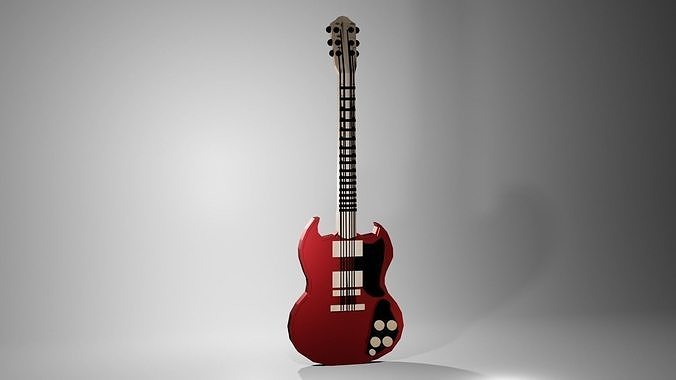 Low Poly Guitar electric Free 3D model