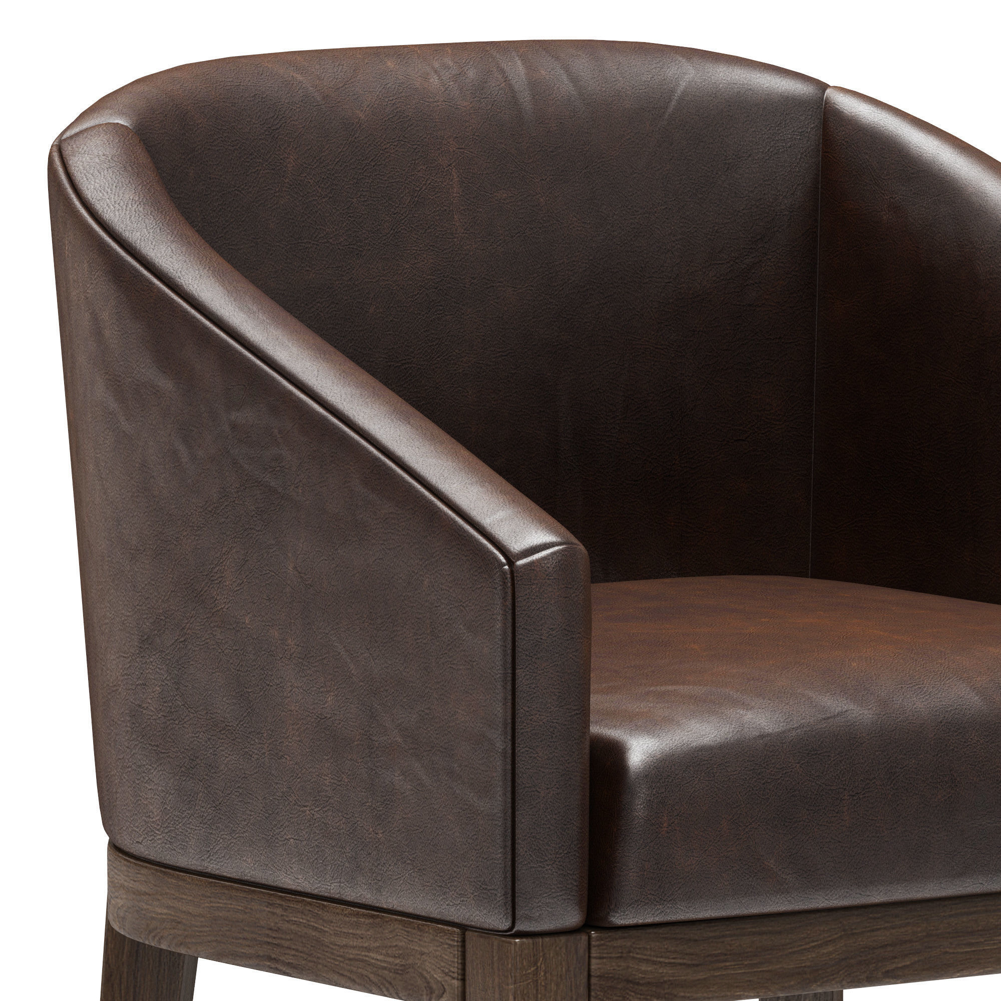 Restoration Hardware Morgan Barrelback Slope Leather Armchair 3D model_3