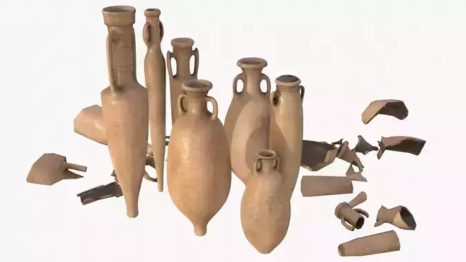 Amphora - Old Terracotta Low-poly 3D model