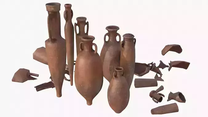 Amphora - Red Terracotta Low-poly 3D model