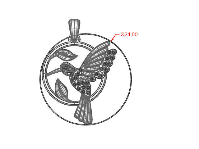 Hummingbird pendant 3D print model_3
