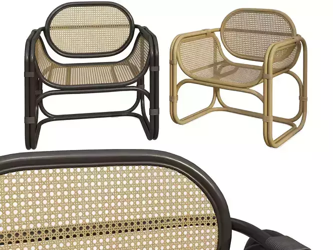 Fannie Wicker Rattan Square Arm Chair