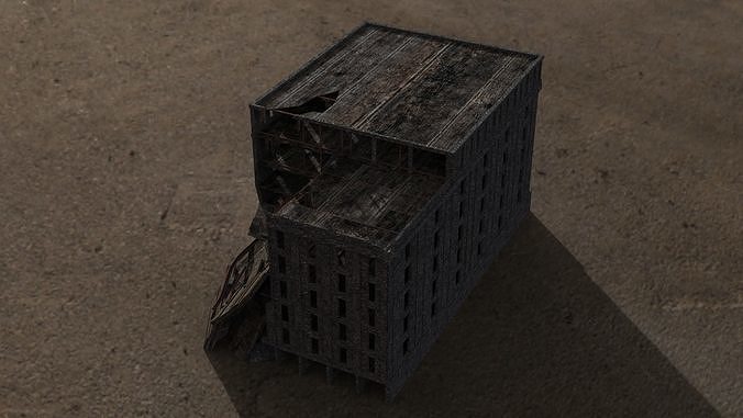 Apocalyptic destroyed building  3D model