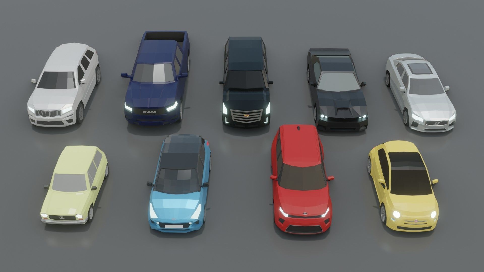 low-poly cars pack - 9 cars Low-poly 3D model_1