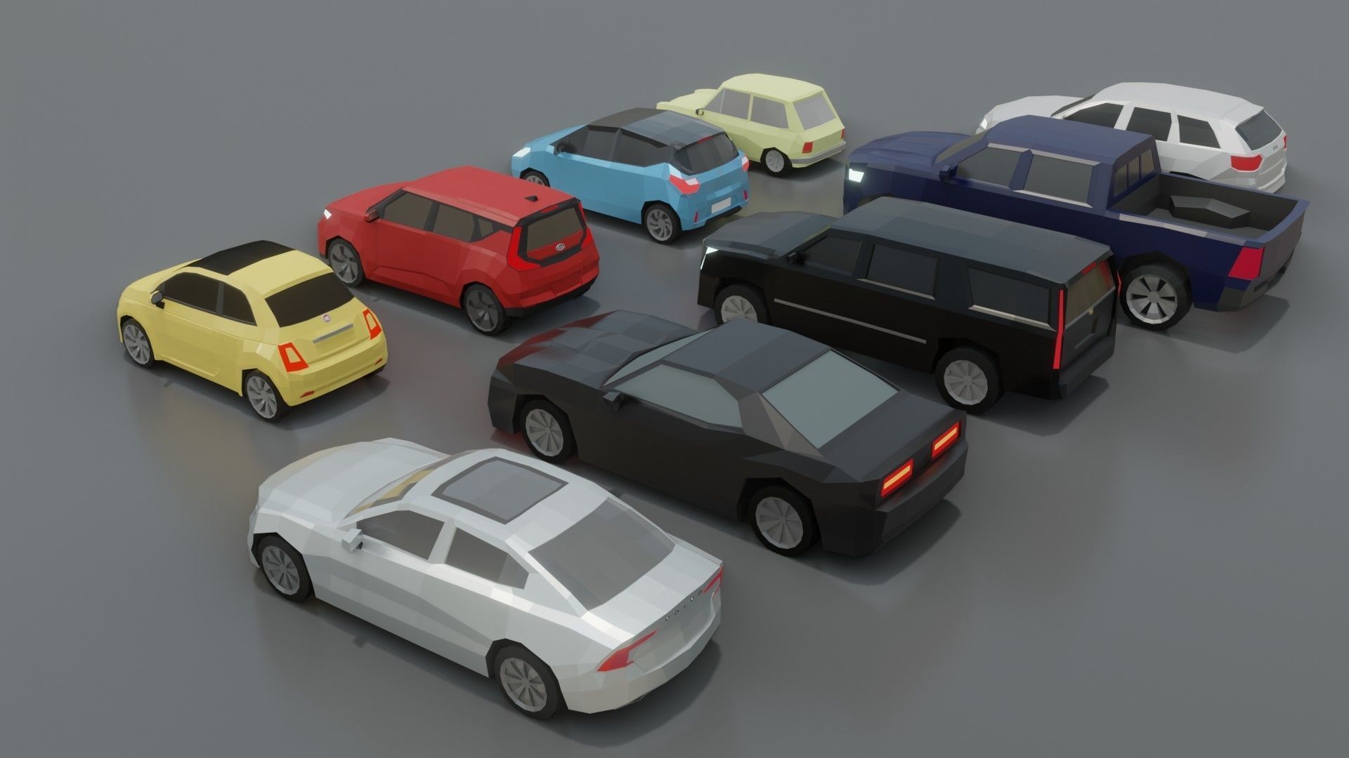 low-poly cars pack - 9 cars Low-poly 3D model_5