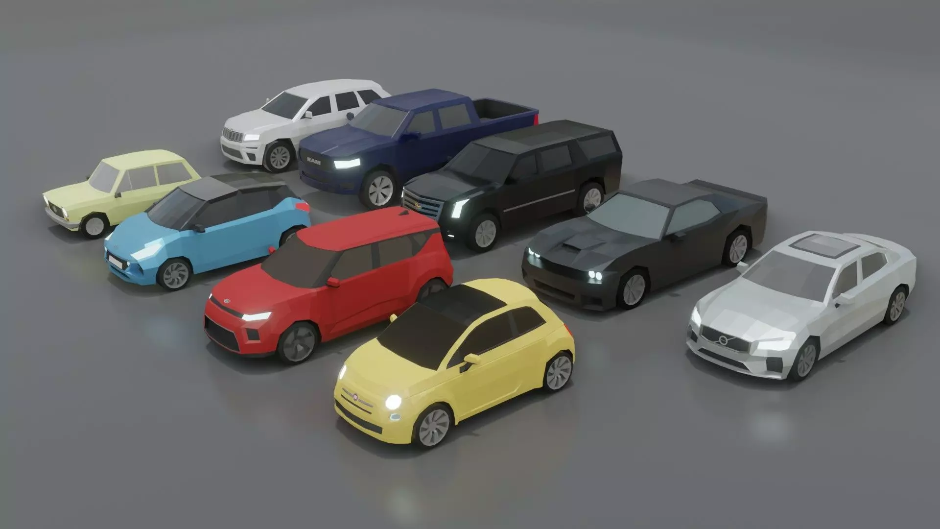 low-poly cars pack - 9 cars Low-poly 3D model_0