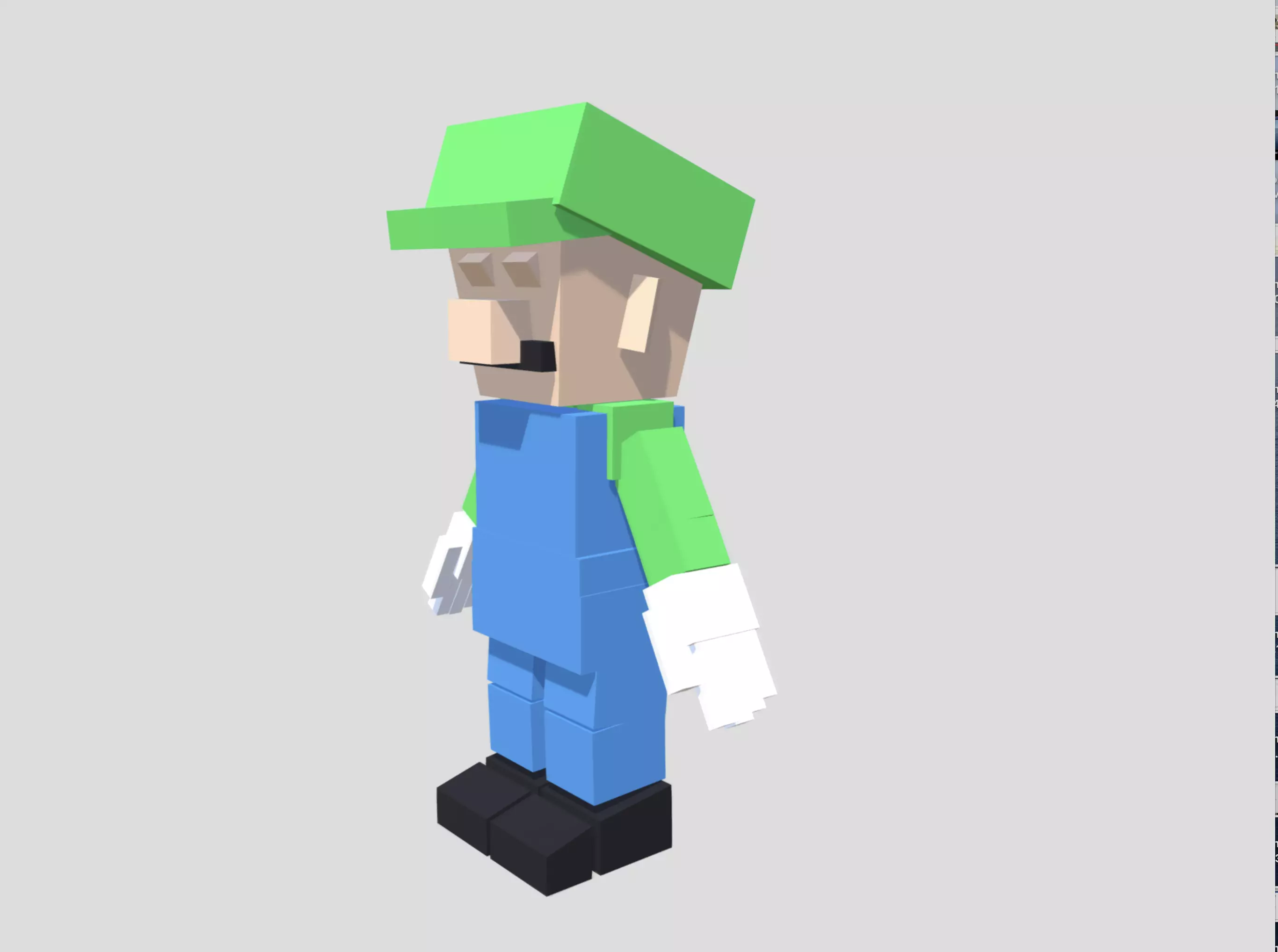 Voxel Luigi Low-poly 3D model_0