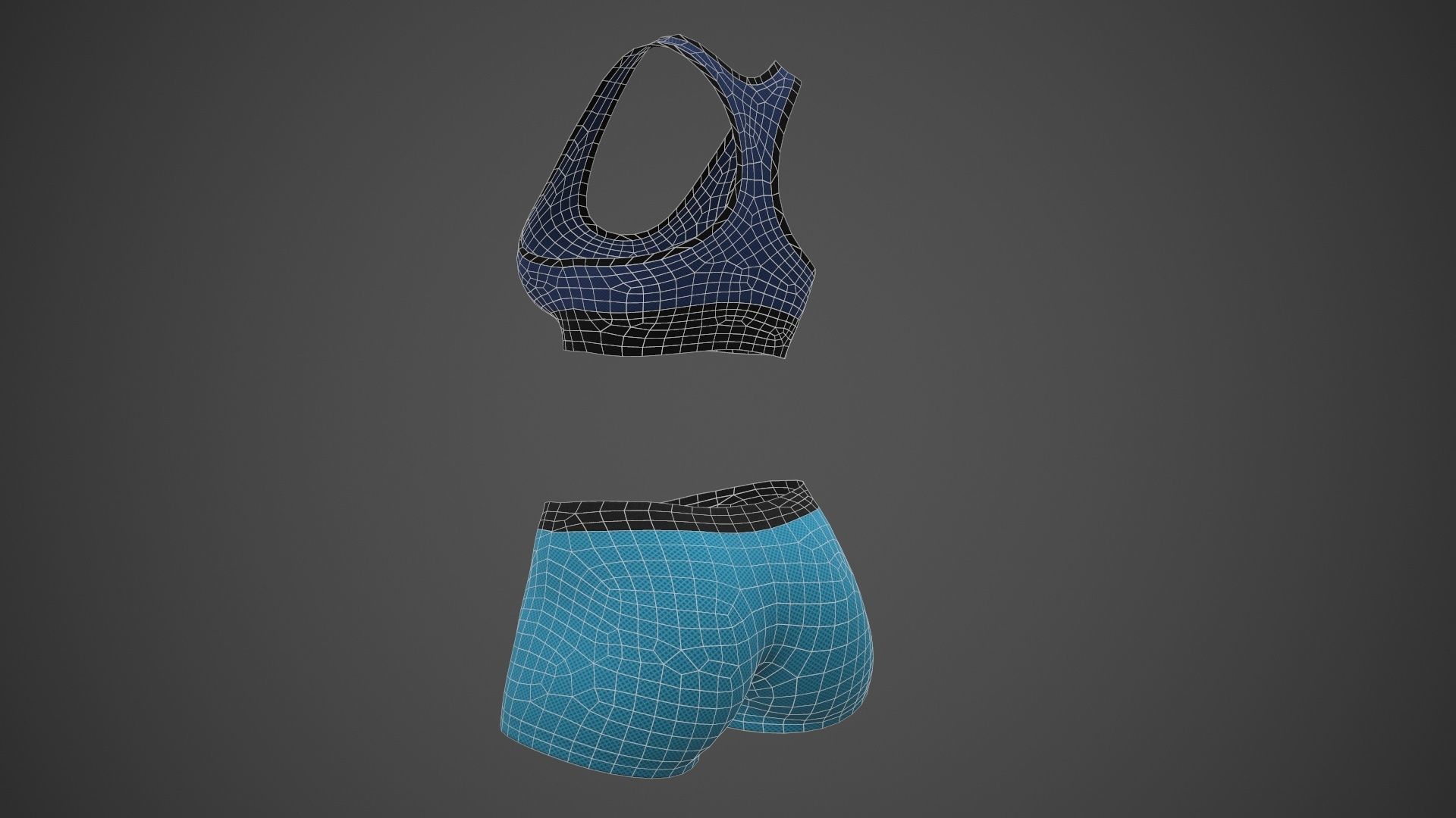 Female Sportswear gym clothing PBR 3 Low-poly 3D model_18