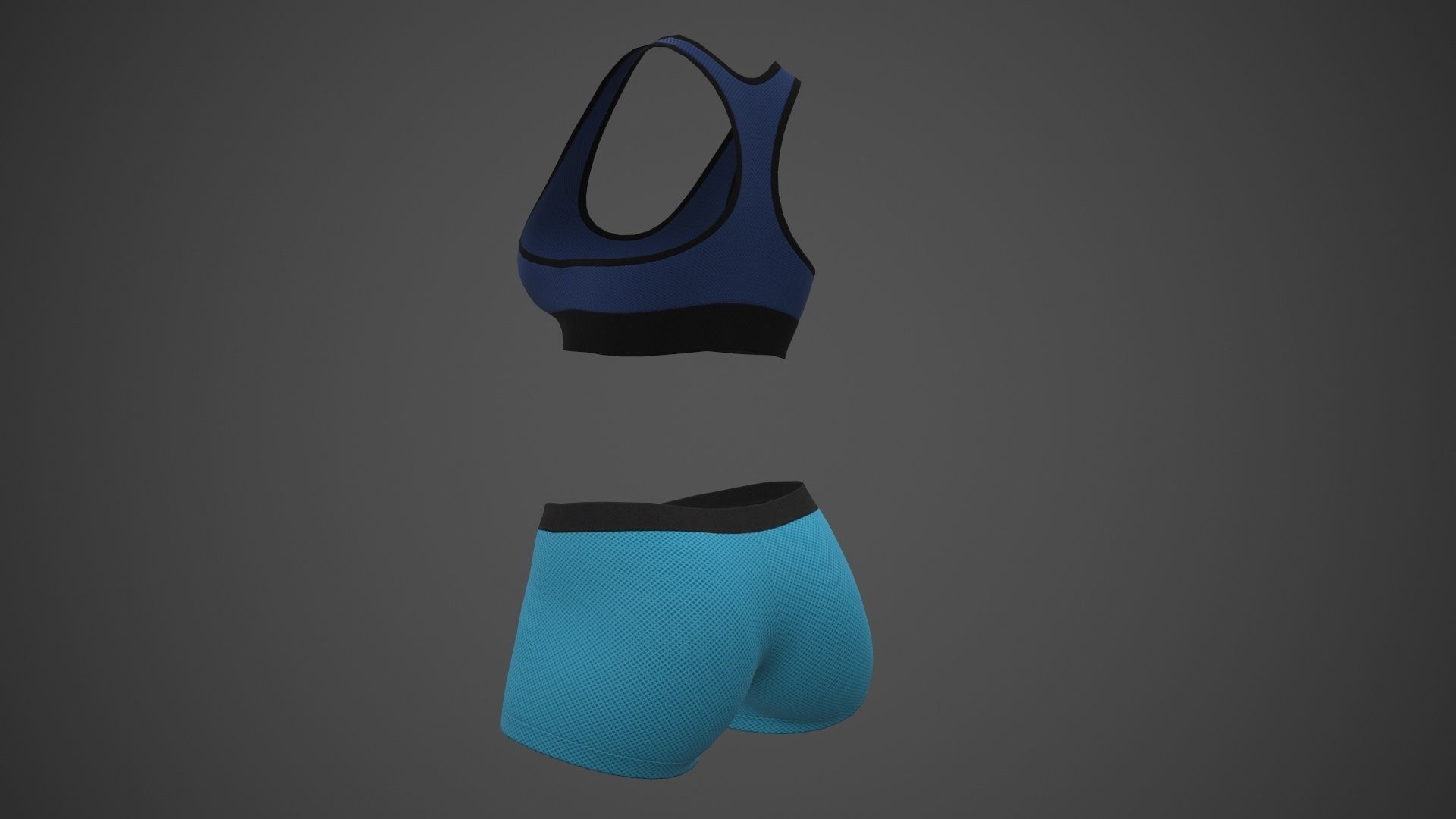 Female Sportswear gym clothing PBR 3 Low-poly 3D model_19