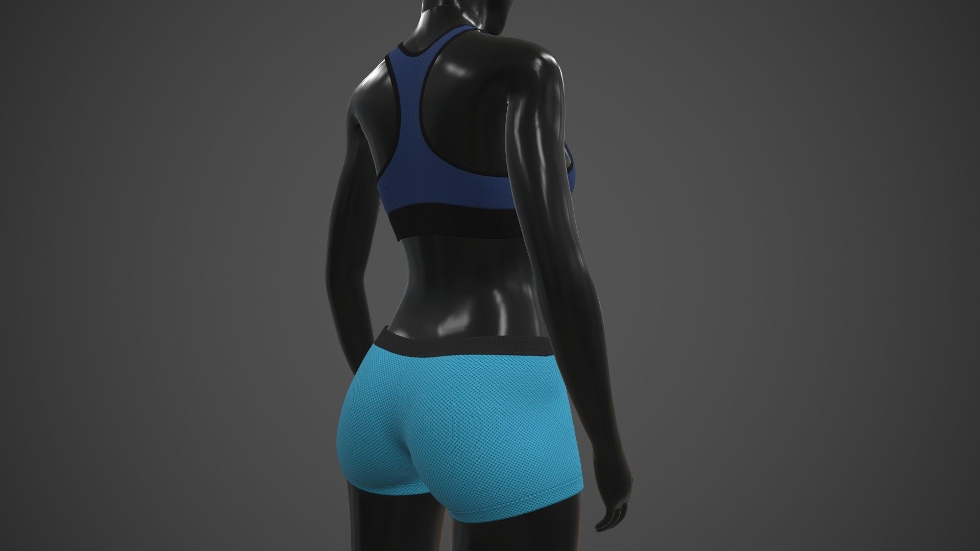 Female Sportswear gym clothing PBR 3 Low-poly 3D model_12
