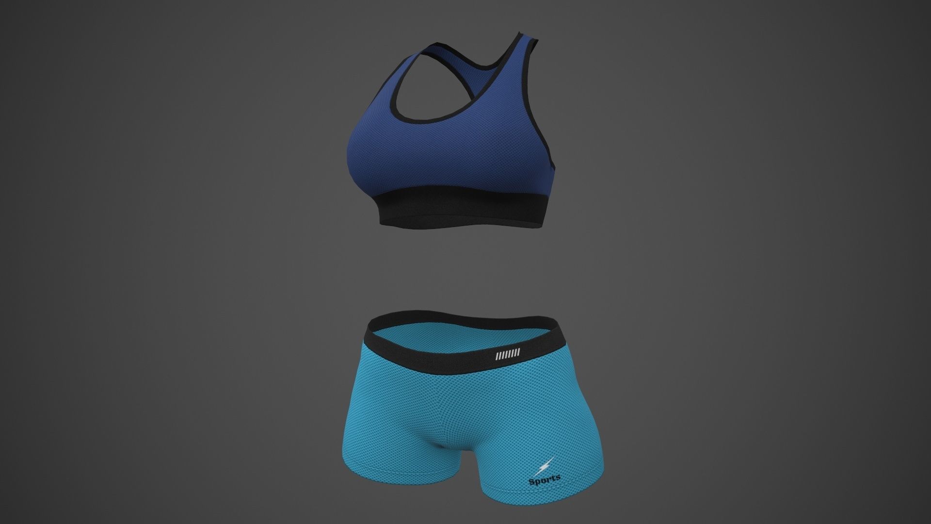 Female Sportswear gym clothing PBR 3 Low-poly 3D model_15
