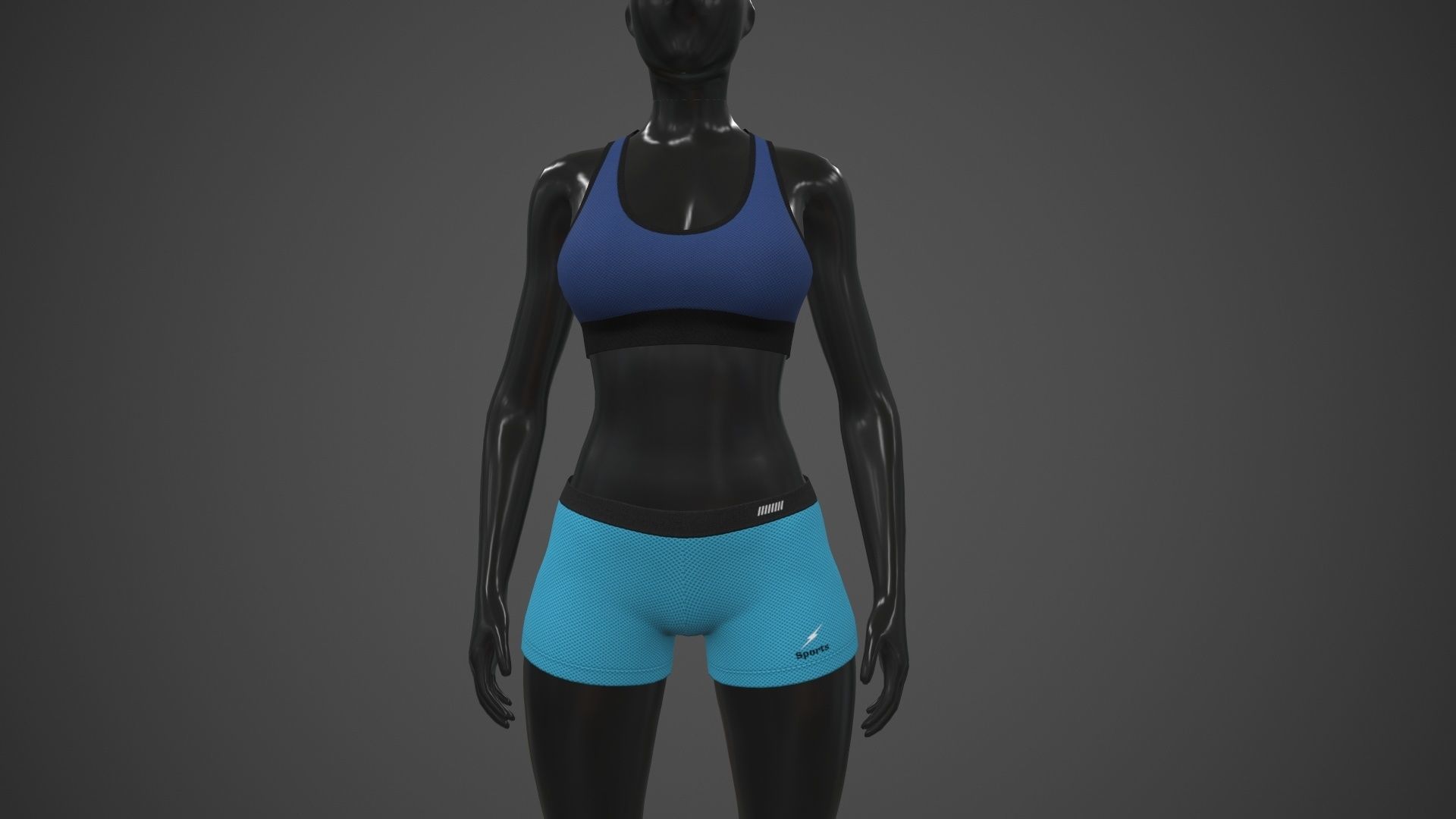Female Sportswear gym clothing PBR 3 Low-poly 3D model_13
