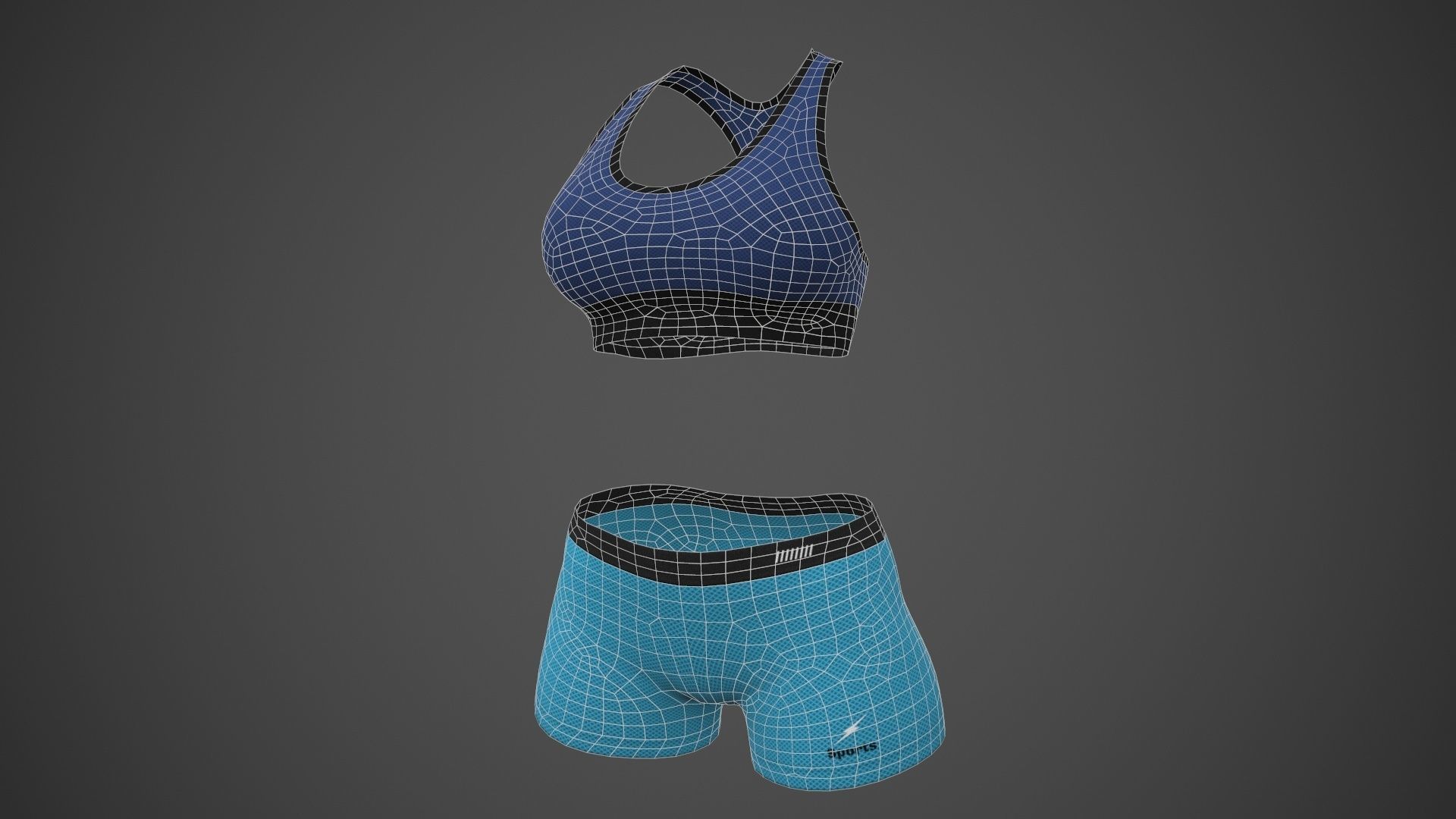 Female Sportswear gym clothing PBR 3 Low-poly 3D model_14