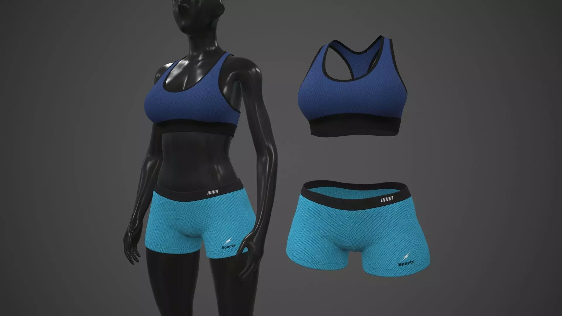 Female Sportswear gym clothing PBR 3 Low-poly 3D model_0