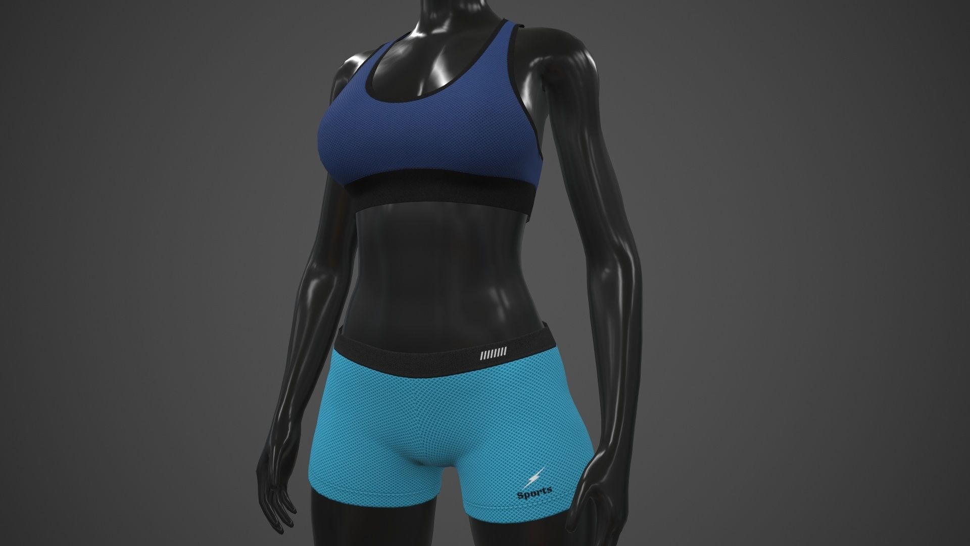 Female Sportswear gym clothing PBR 3 Low-poly 3D model_3