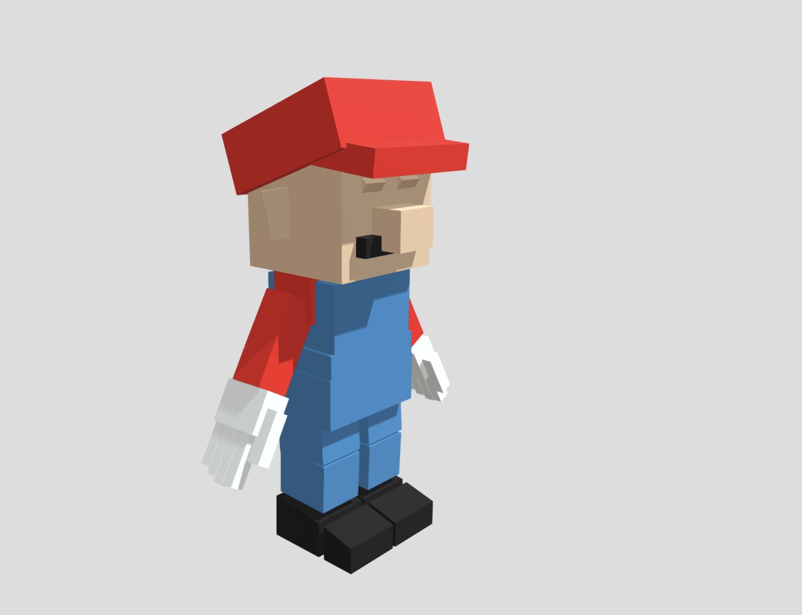 Voxel Mario Low-poly 3D model_1