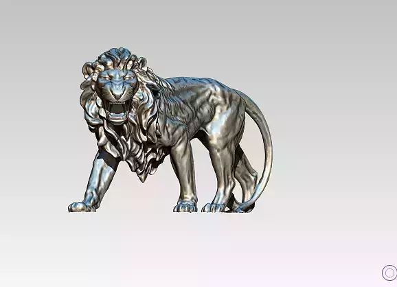 Roar Angry Attack Lion statue 3D print model
