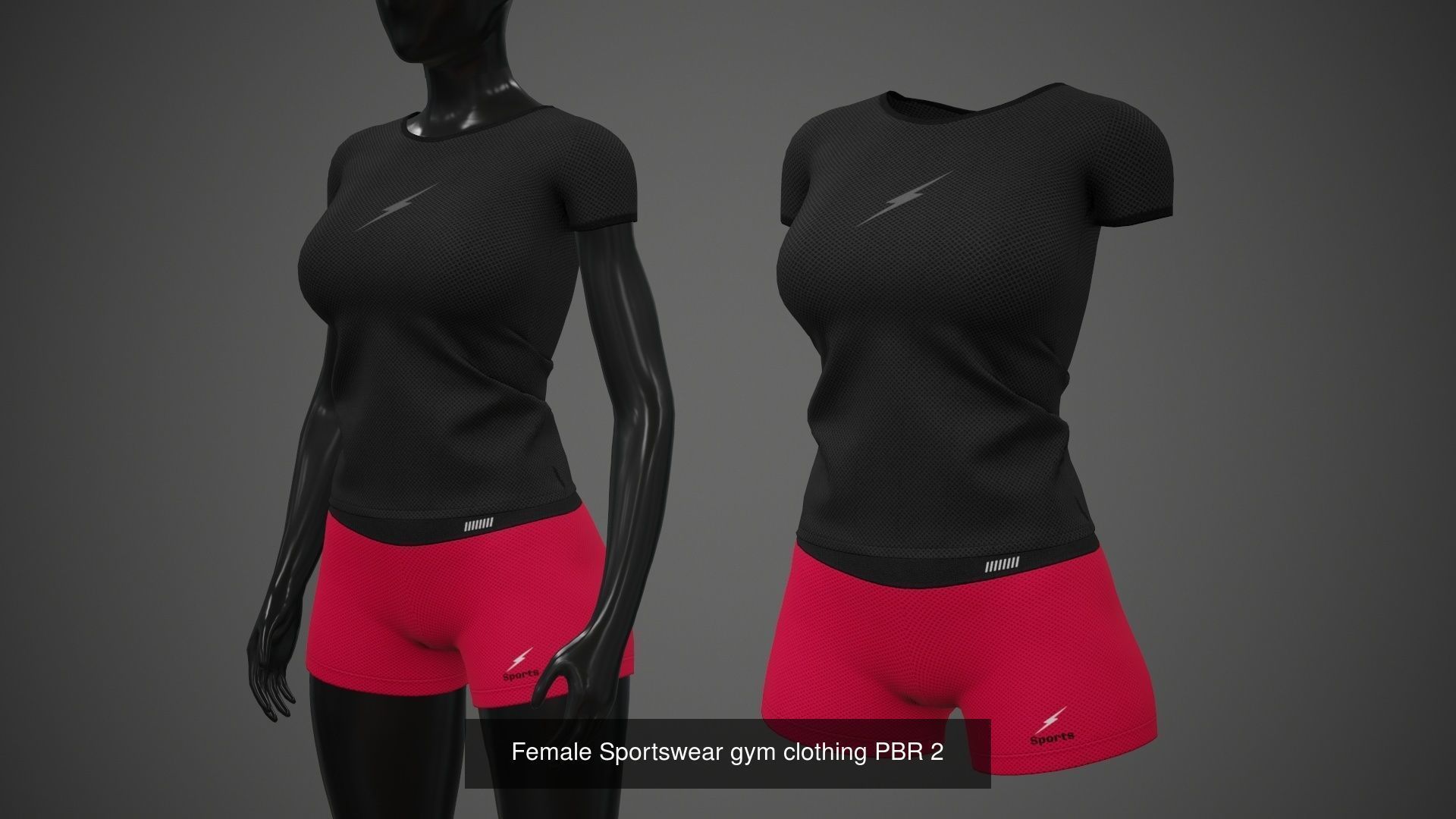 Female Sportswear gym clothing PBR Pack of 3 3D Model Collection_6