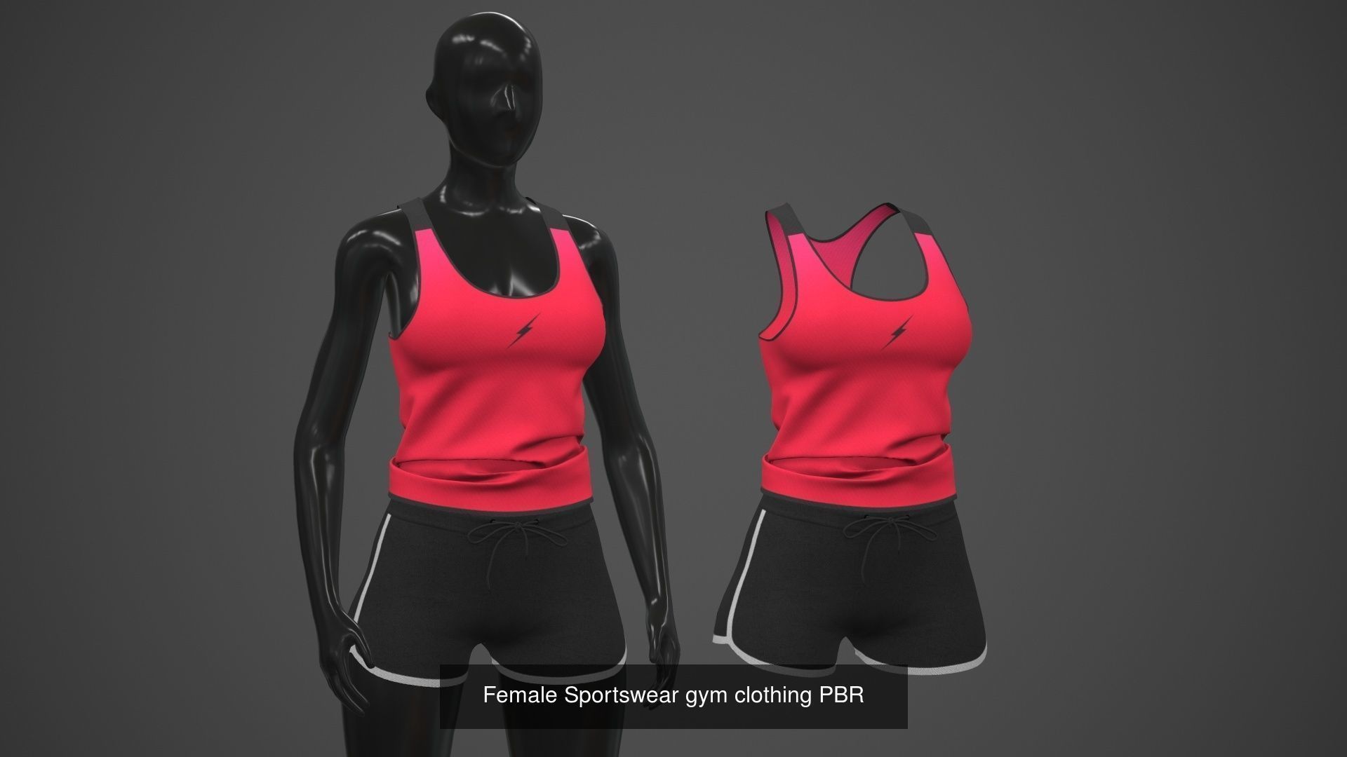 Female Sportswear gym clothing PBR Pack of 3 3D Model Collection_5