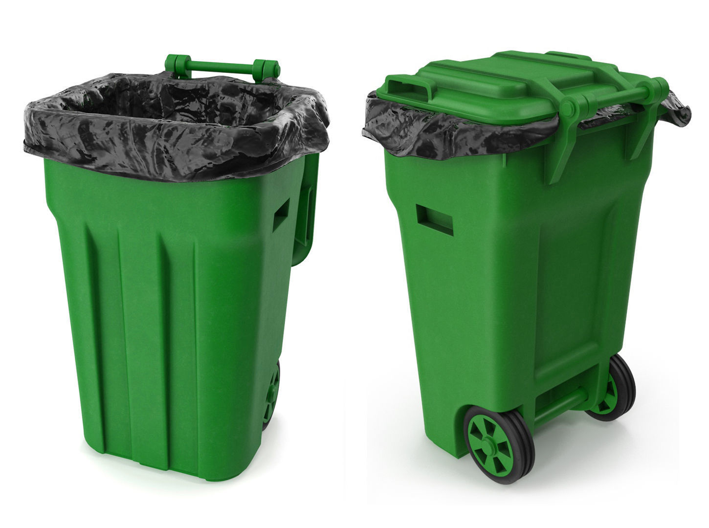 Waste bin with empty bag 3D model_1