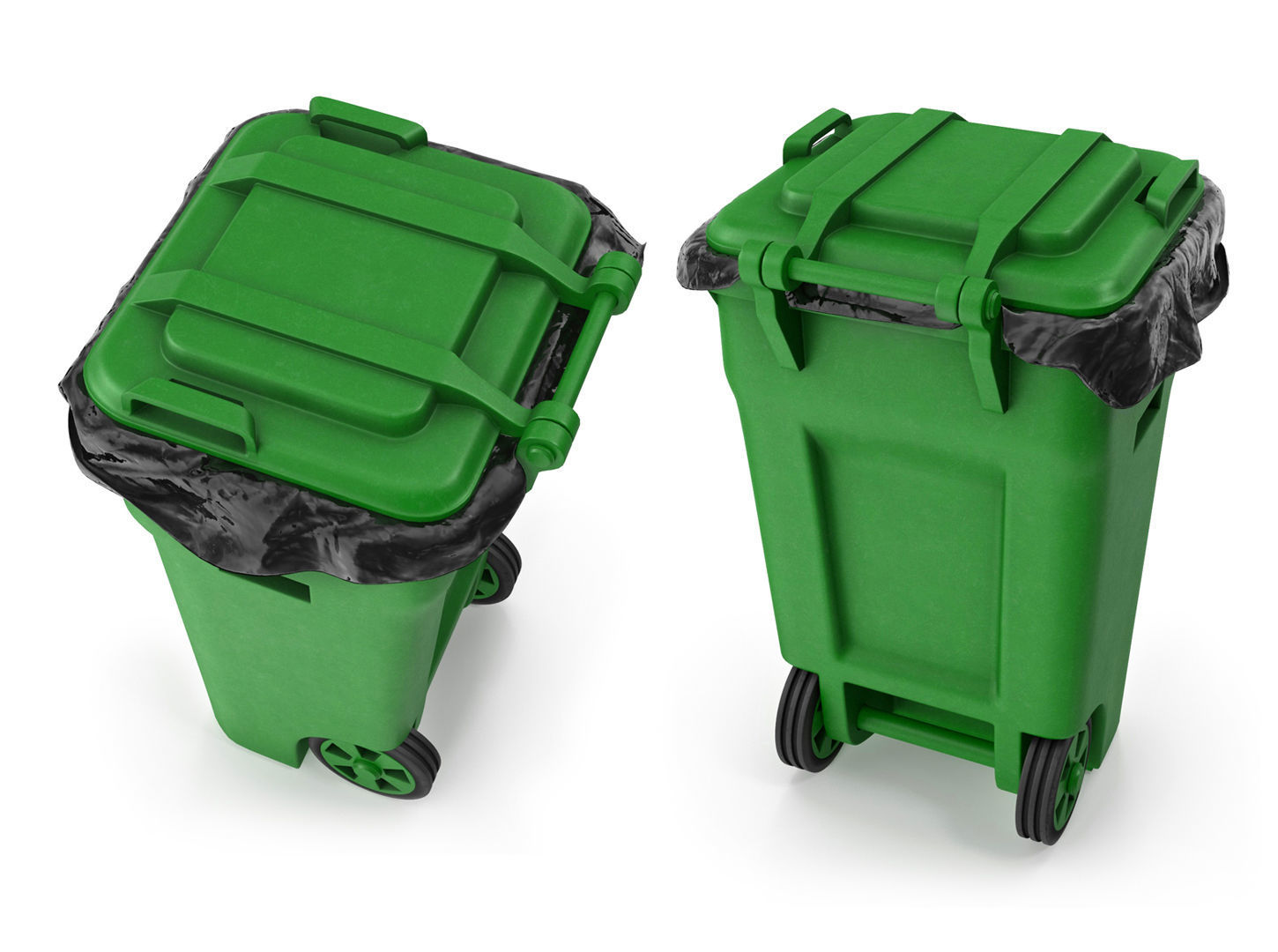 Waste bin with empty bag 3D model_2