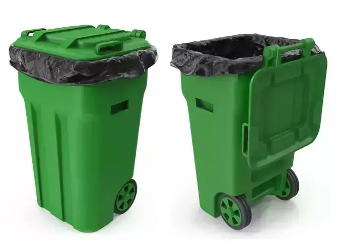 Waste bin with empty bag 3D model