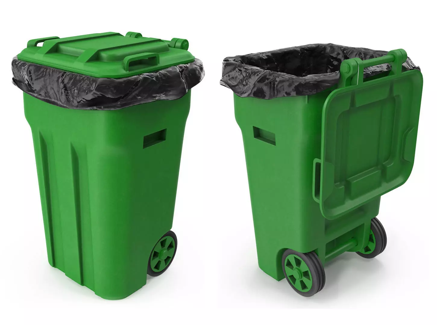 Waste bin with empty bag 3D model_0