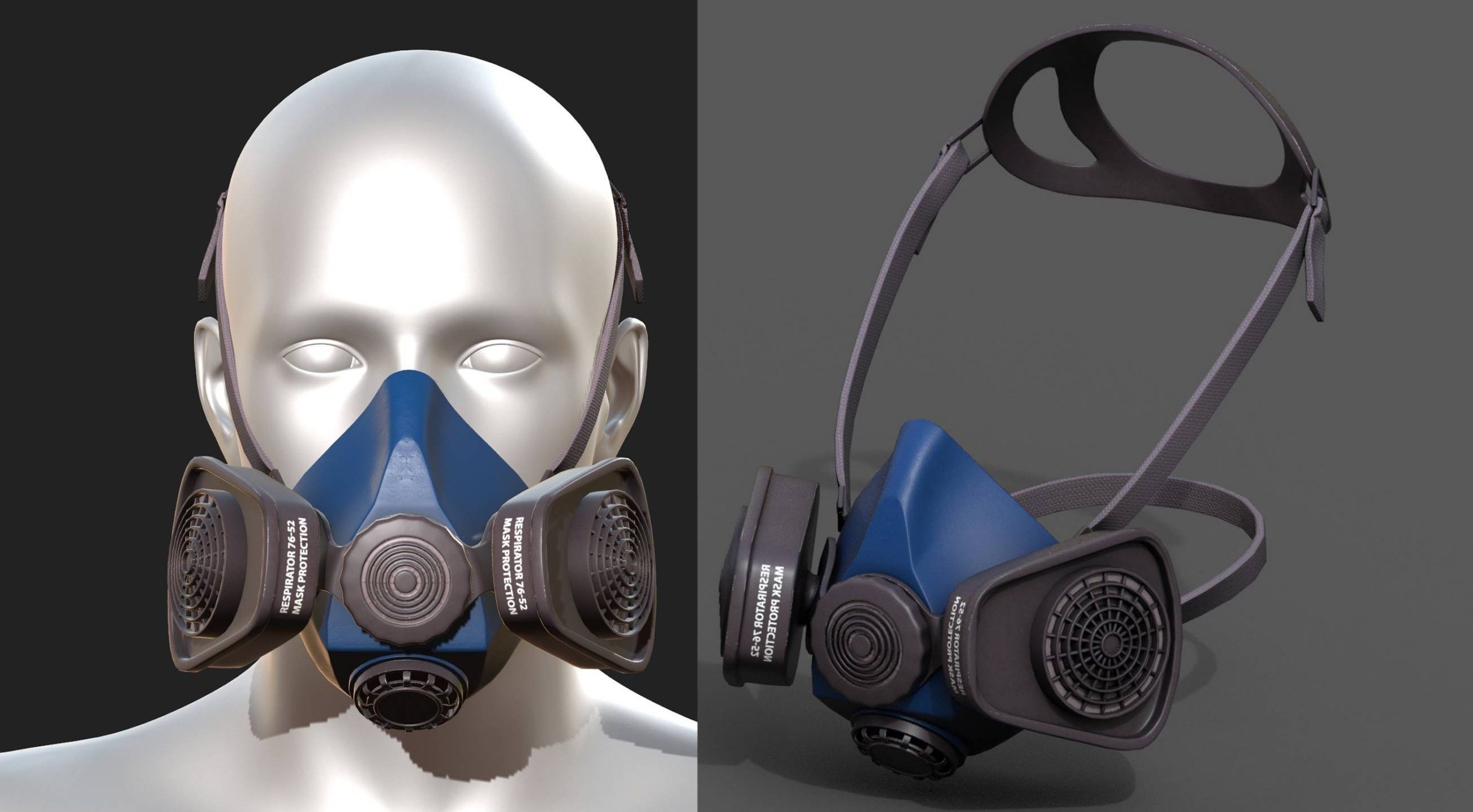 3D model Gas mask protection futuristic technology isolated VR / AR