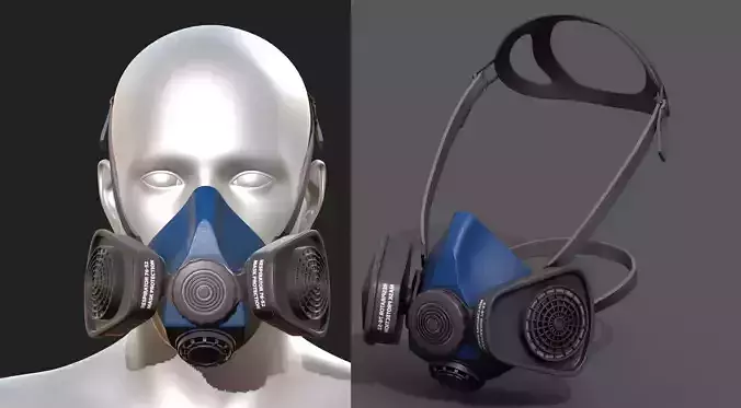 Gas mask protection futuristic technology isolated 