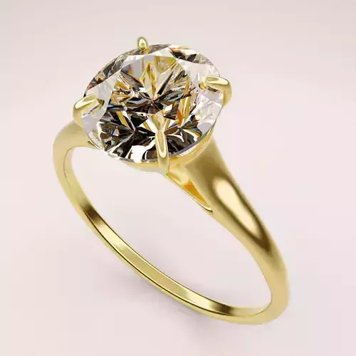 Engagement Ring Gold with Giant Diamond Stone