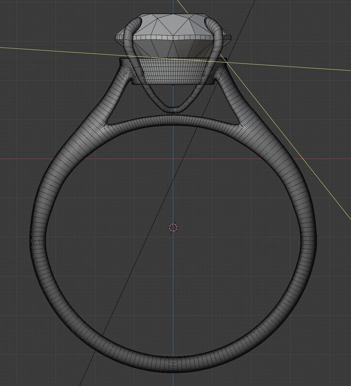 Engagement Ring Gold with Giant Diamond Stone 3D model_1