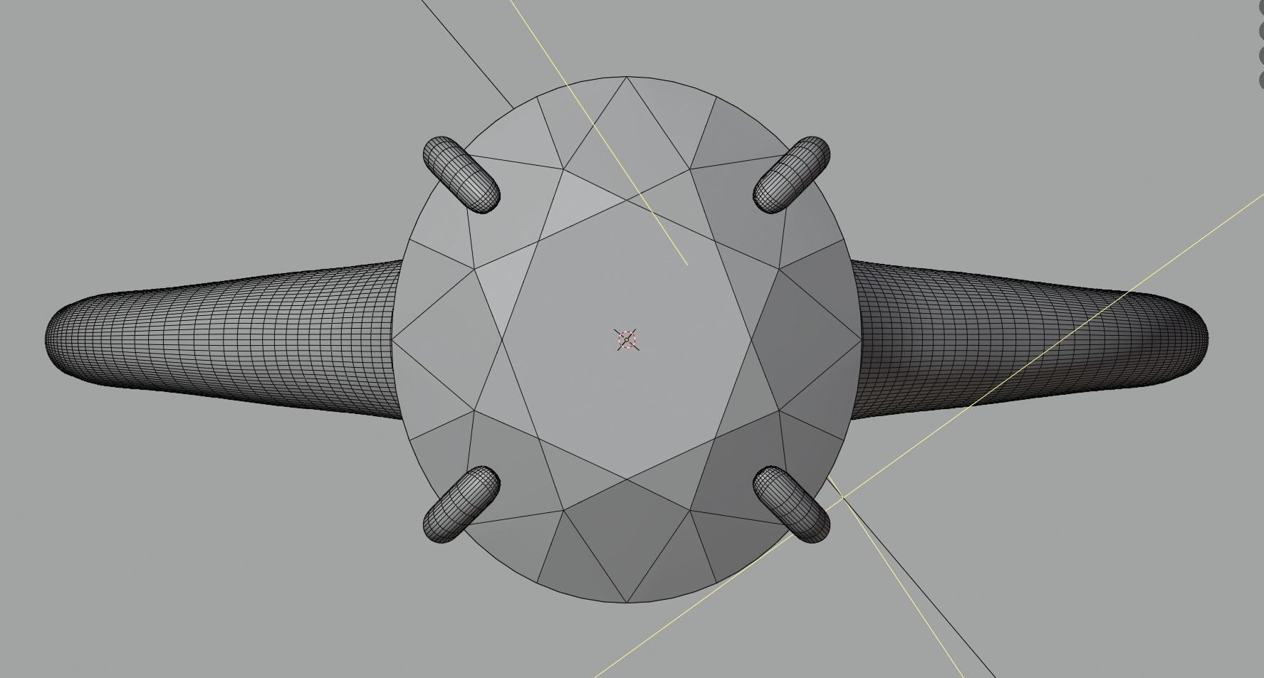 Engagement Ring Gold with Giant Diamond Stone 3D model_4