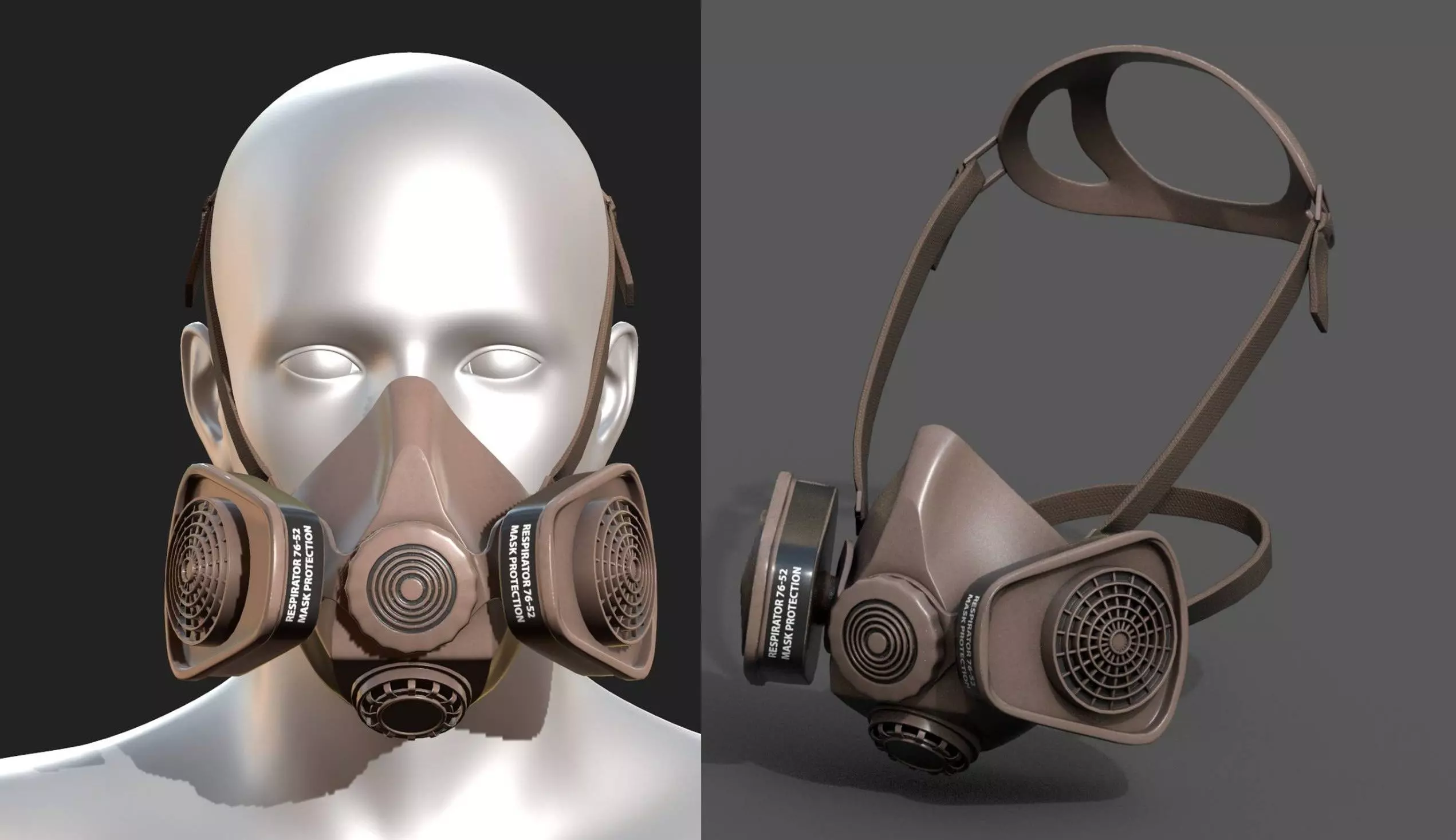 Gas mask protection isolated equipment armor scifi Low-poly 3D model_0