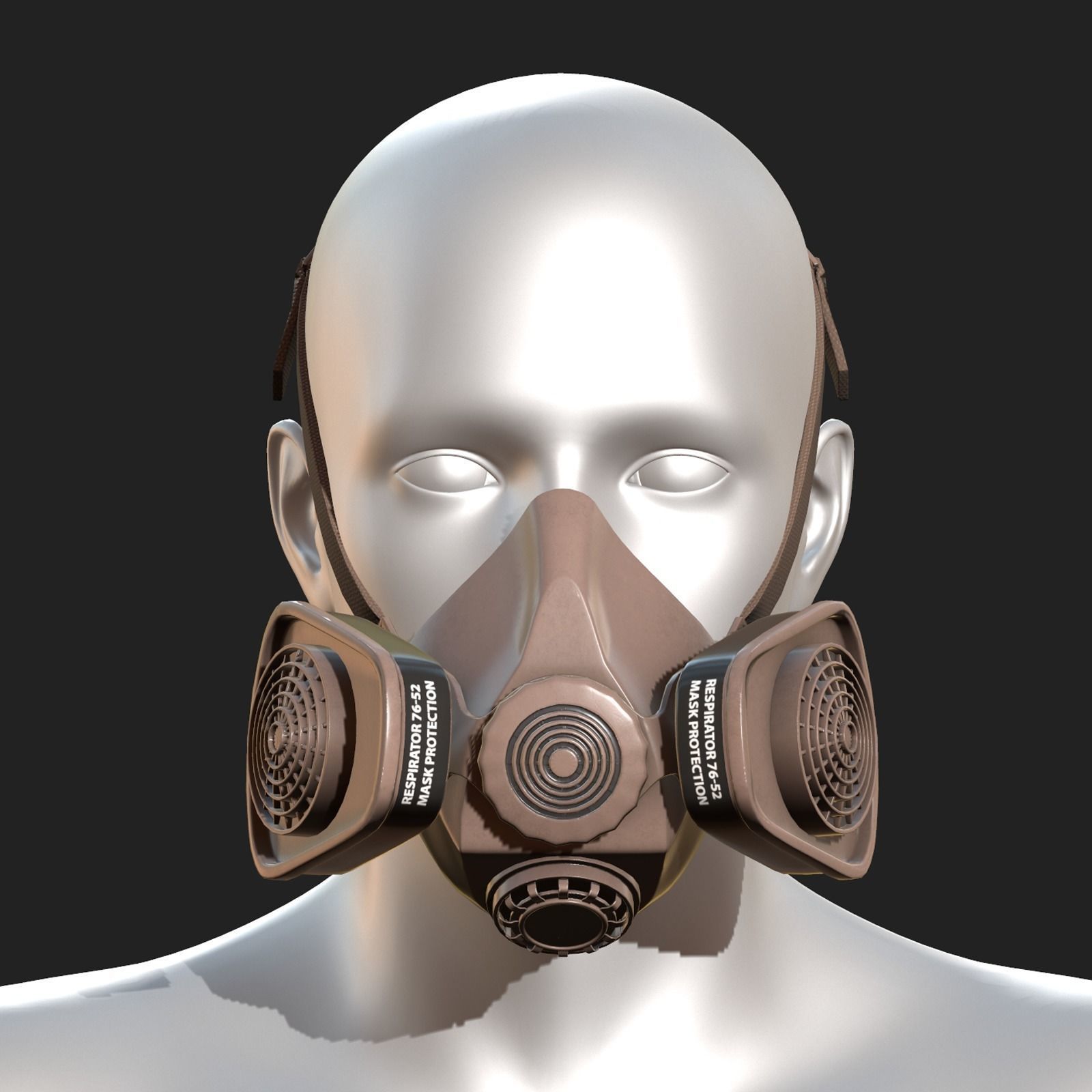 Gas mask protection isolated equipment armor scifi Low-poly 3D model_1